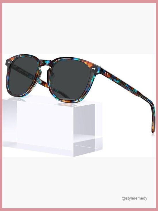 Handcrafted Acetate Frame Retro Square Sunglasses with UV400 Protection for main image 6